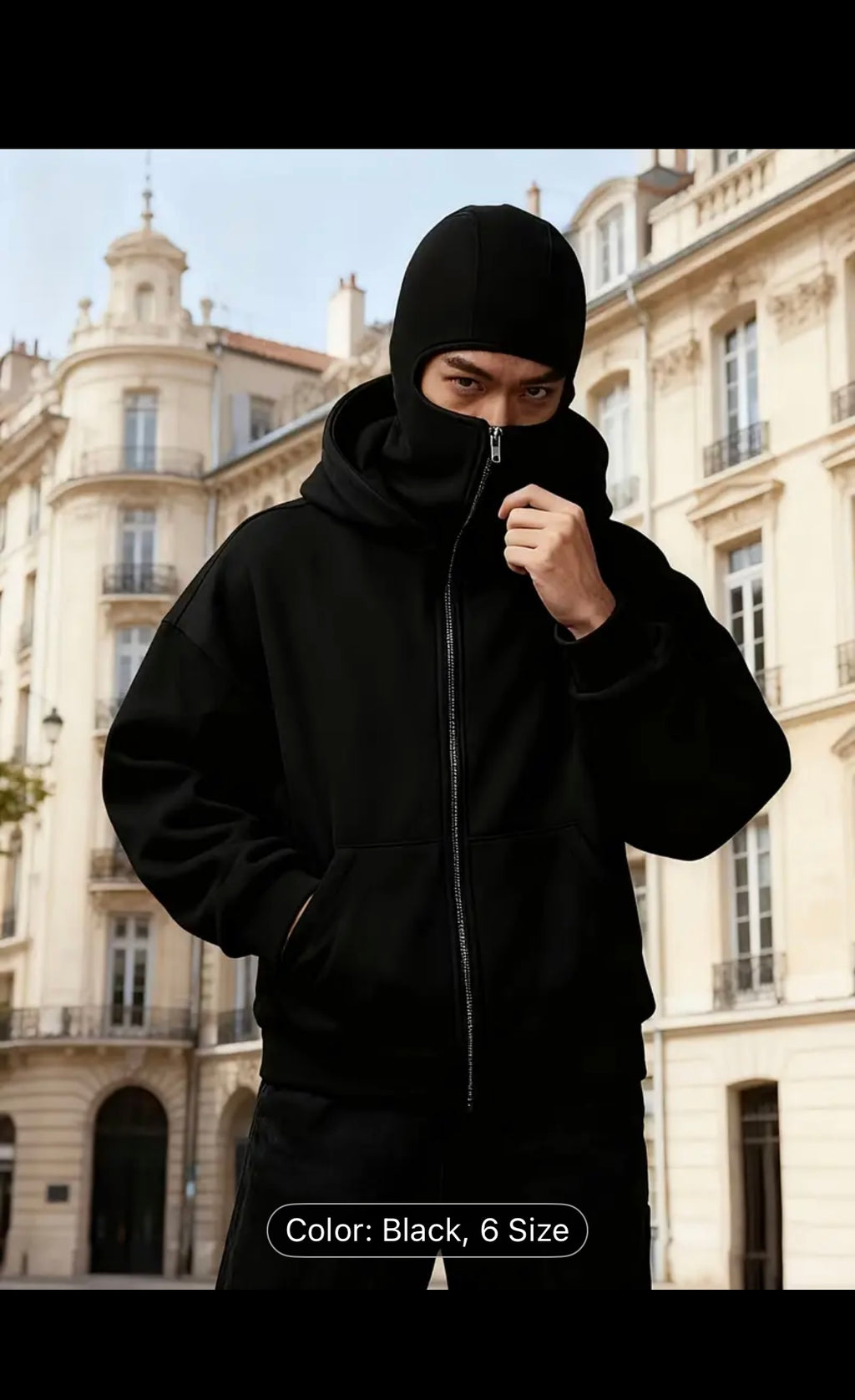 Sweat à capuche streetwear pour homme avec fermeture éclair intégrale à l’avant et sur la capuche – Chaleur hivernale ultra-résistante, sweat à capuche zippé pour homme, coupe ample style streetwear avec poche kangourou – Vêtement chaud lavable en machine