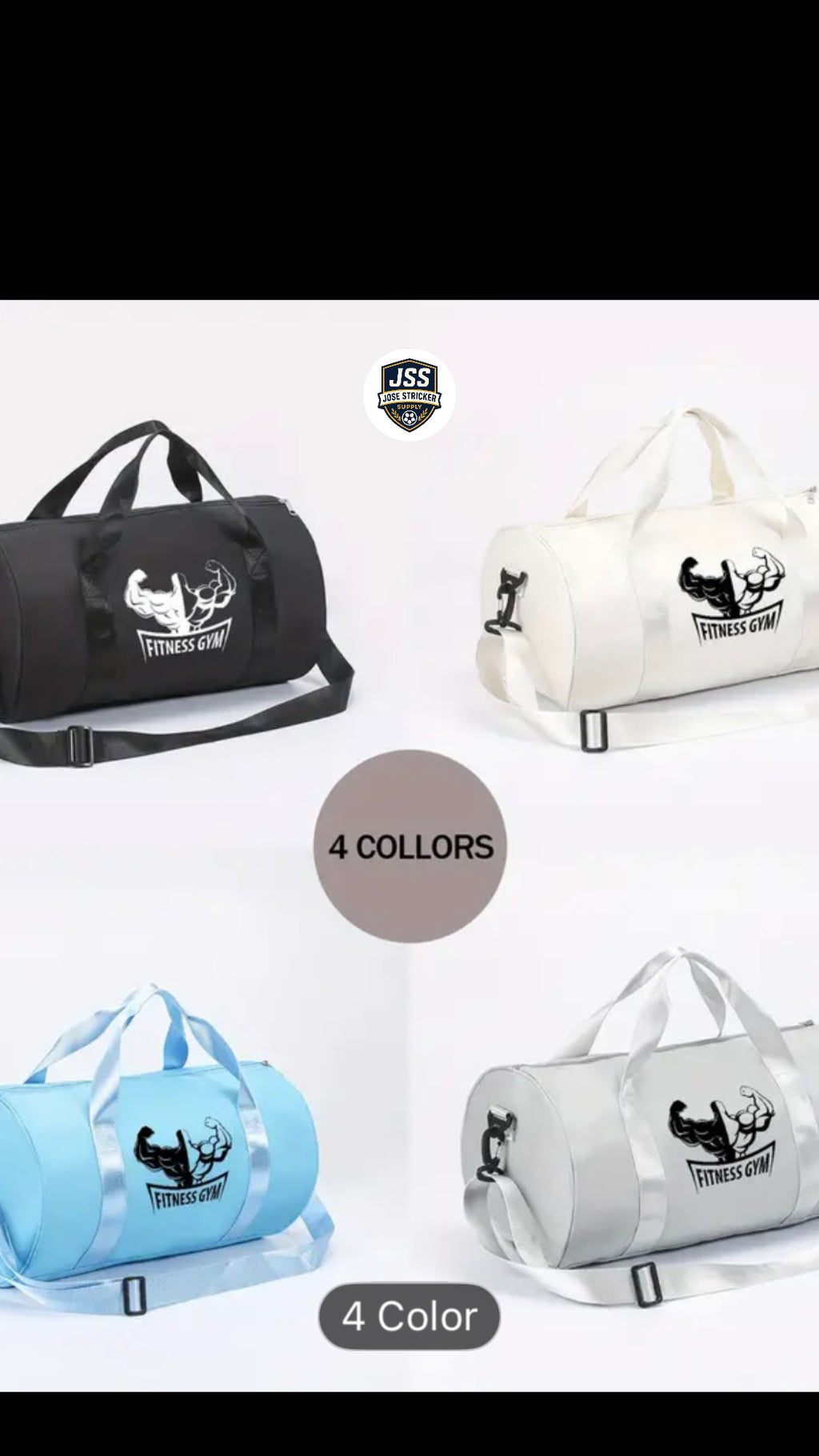 1 pièce Sac de sport avec motivation fitness – Sac de sport léger et pliable, grande capacité, porté croisé avec bandoulière réglable et fermeture éclair sécurisée, design fitness blanc/noir pour femmes/hommes, idéal pour la salle de sport, le voyage, le