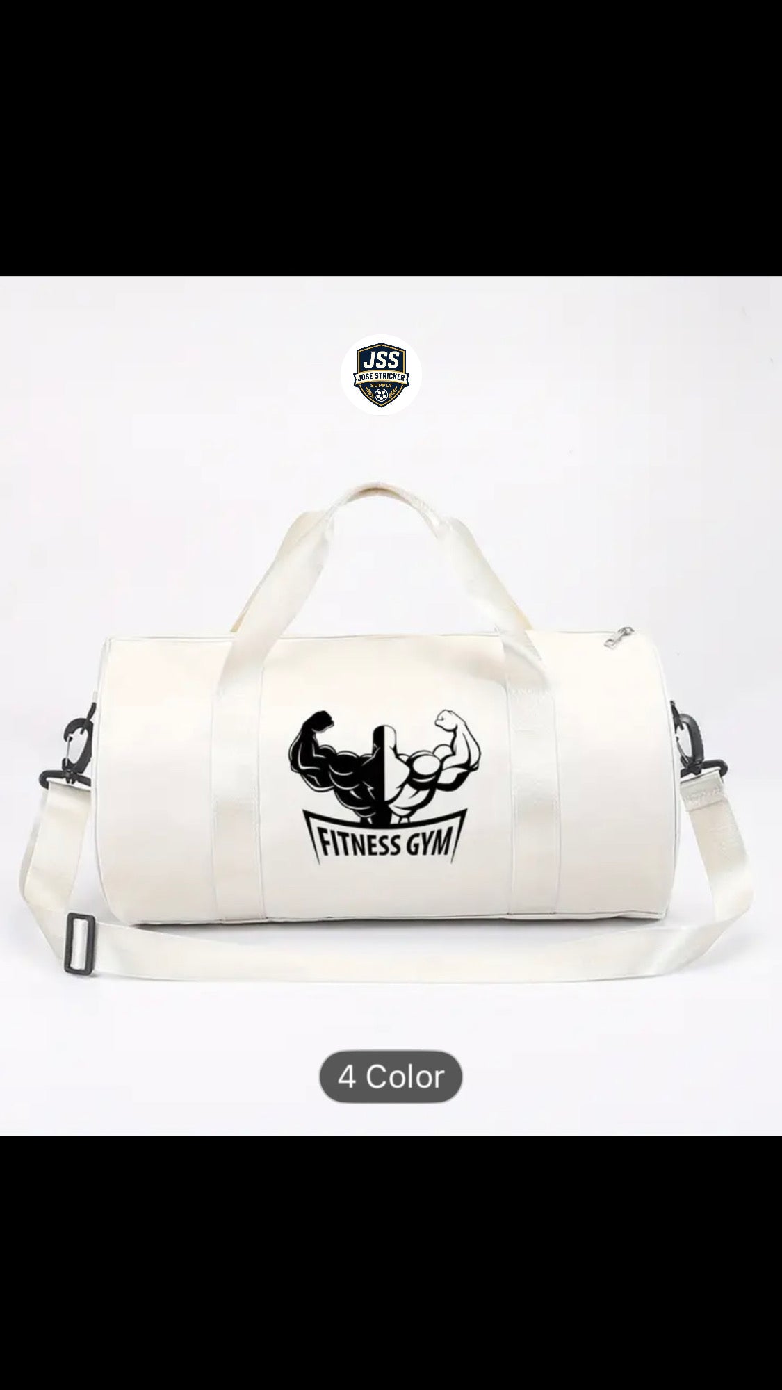 1 pièce Sac de sport avec motivation fitness – Sac de sport léger et pliable, grande capacité, porté croisé avec bandoulière réglable et fermeture éclair sécurisée, design fitness blanc/noir pour femmes/hommes, idéal pour la salle de sport, le voyage, le