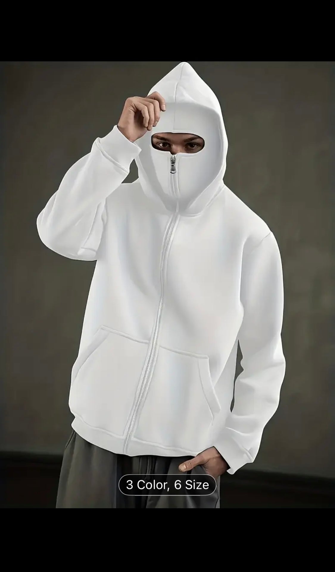 Sweat à capuche streetwear pour homme avec fermeture éclair intégrale à l’avant et sur la capuche – Chaleur hivernale ultra-résistante, sweat à capuche zippé pour homme, coupe ample style streetwear avec poche kangourou – Vêtement chaud lavable en machine